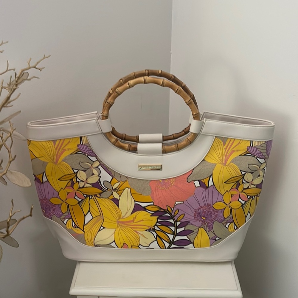 Trina Turk Canvas Tropical Flower Tote